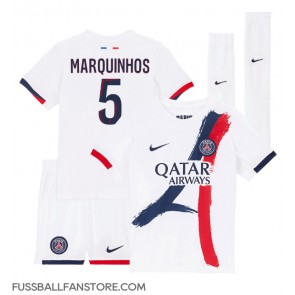Paris Saint-Germain Marquinhos #5 Replik Auswärtstrikot Kinder 2024-25 Kurzarm (+ Kurze Hosen)